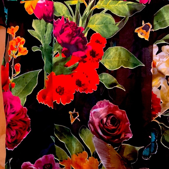 Alice + Olivia by Stacey Bendet bright lively colorful floral silk sheer blouse - Picture 6 of 7